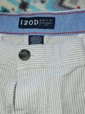 IZOD MENS SIZE 36 30BLUE WHITE pants  PINSTRIPE SEERSUCKER